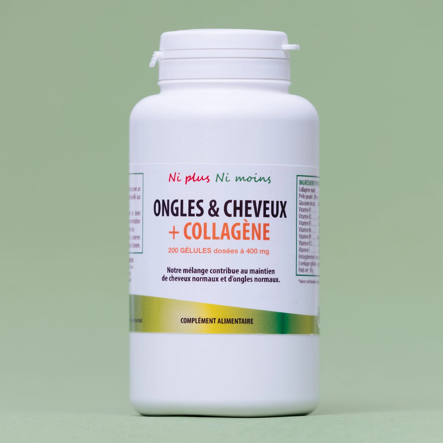 Ongles et cheveux + collagène - 200 gélules 400mg