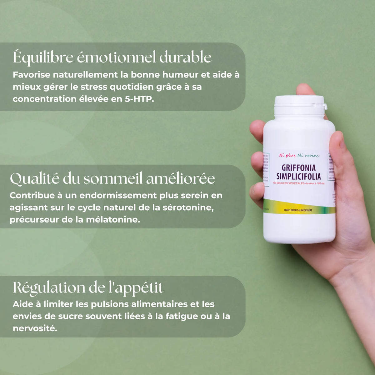 Griffonia Simplicifolia 5-HTP - 180 gélules végétales à 166mg