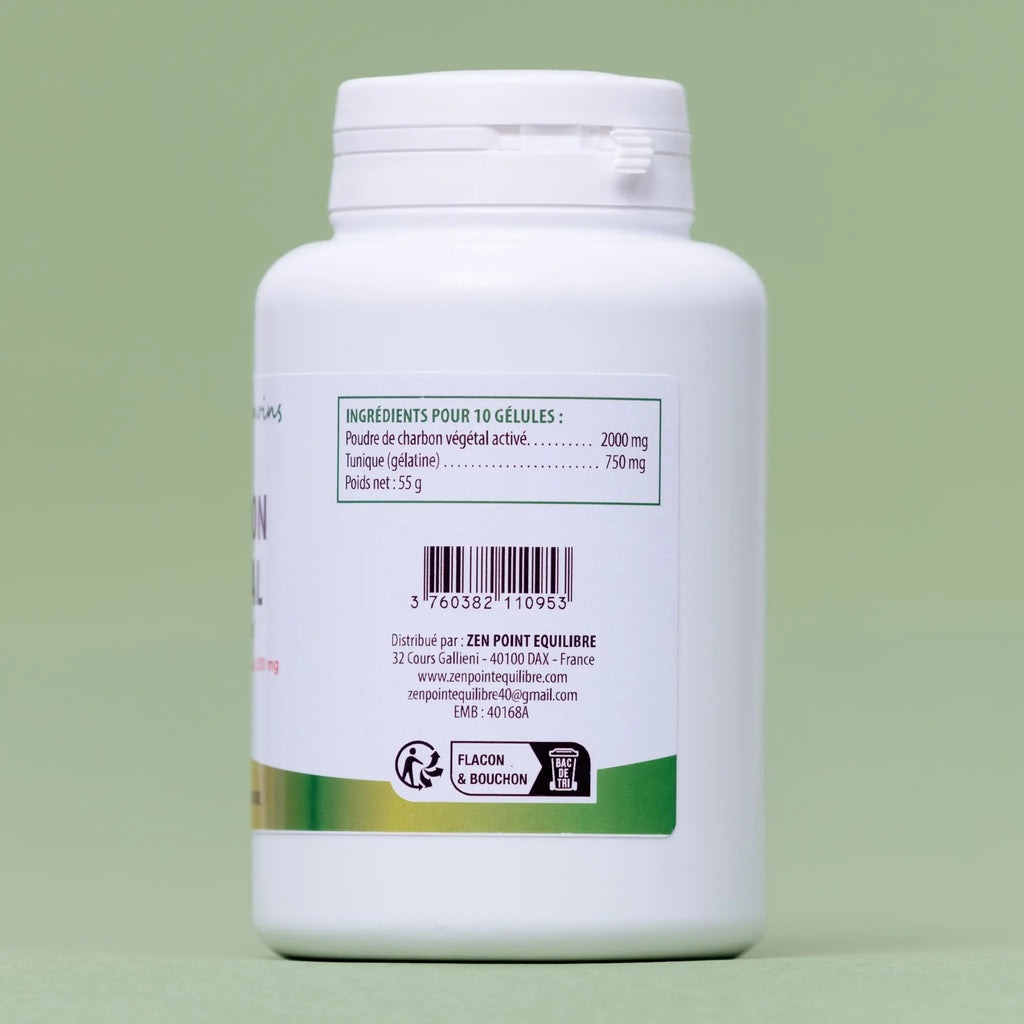 Charbon végétal activé - 200 gélules à 200 mg