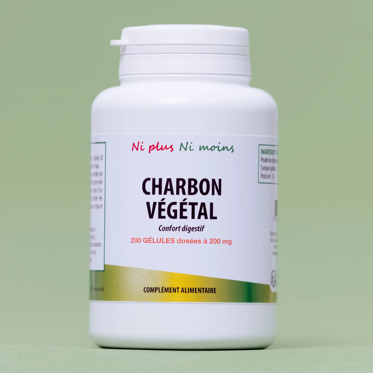 Charbon végétal activé - 200 gélules à 200 mg