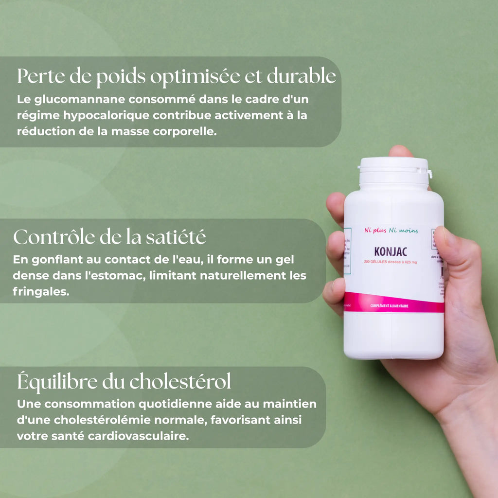 Boîte de Konjac 200 gélules Atout Santé Nature titré à 80 % de glucomannane