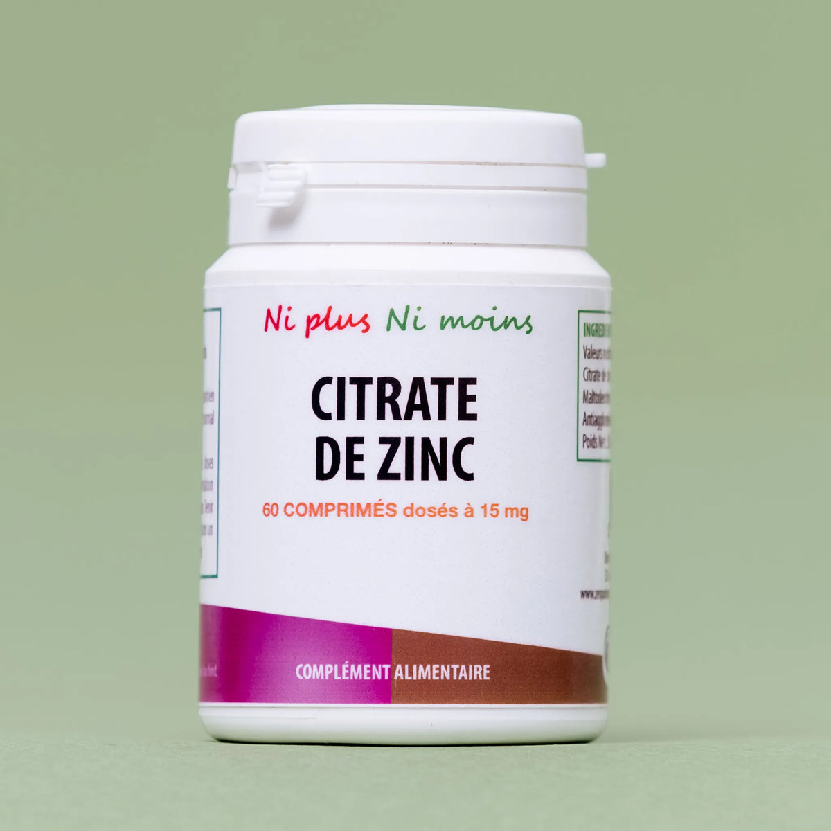 Citrate de Zinc - 60 comprimés à 15 mg