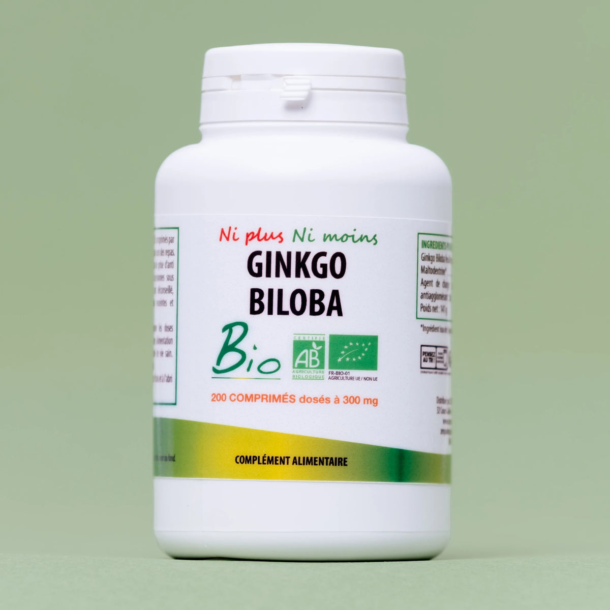 Ginkgo Biloba Bio - 200 comprimés à 300 mg