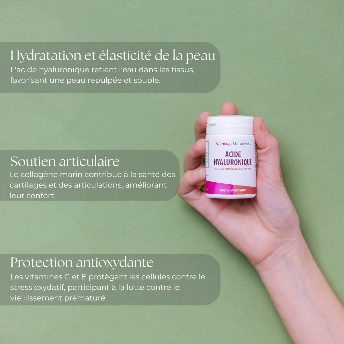 Acide Hyaluronique - 60 comprimés à 188 mg