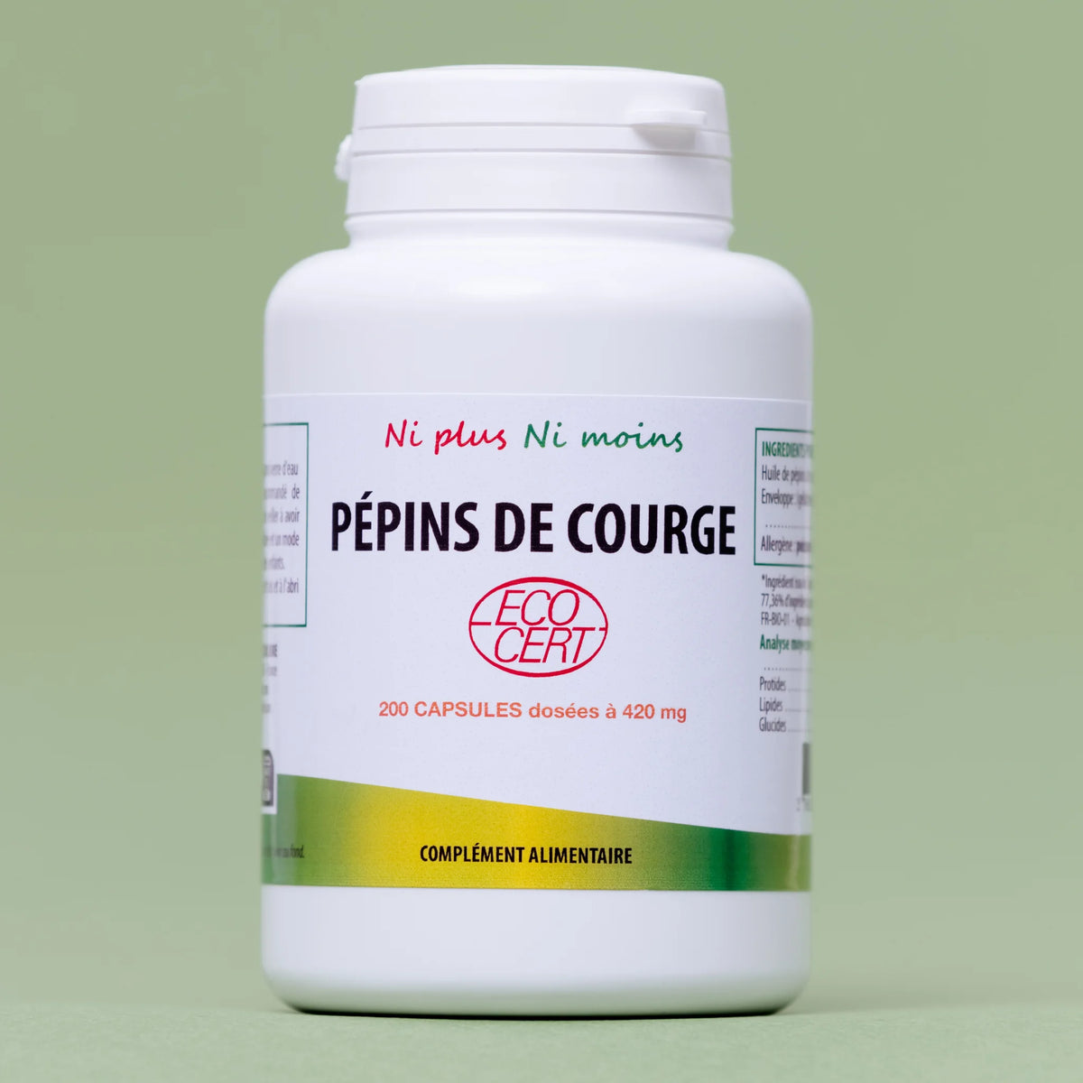 Huile de pépins de courge BIO - 200 capsules à 420mg