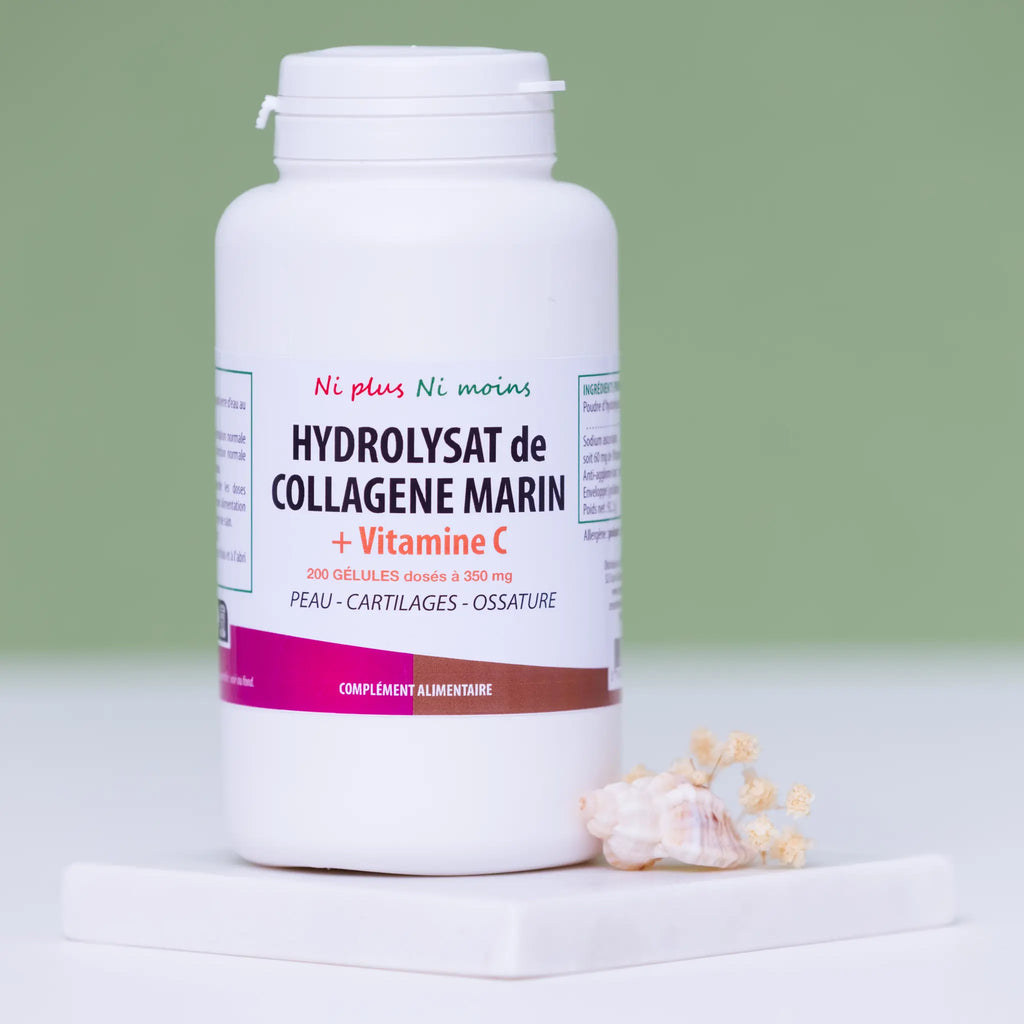 Hydrolysat de collagène marin + Vitamine C - 200 gélules à 350mg
