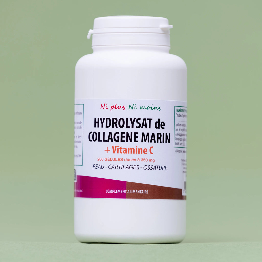 Hydrolysat de collagène marin + Vitamine C - 200 gélules à 350mg