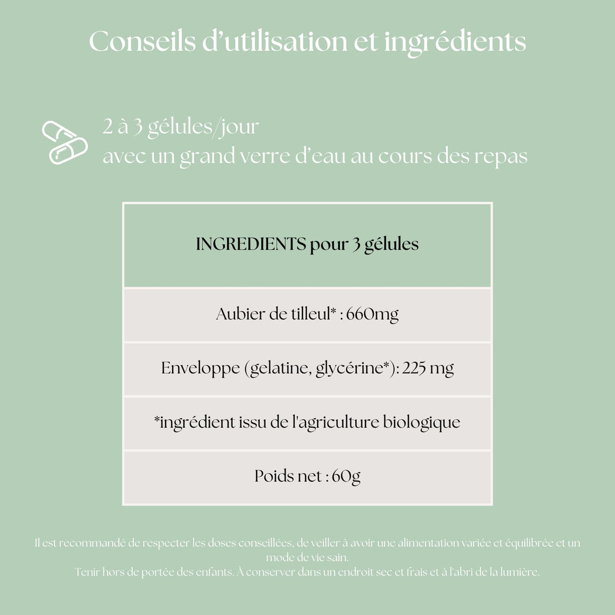 Votre Détox quotidienne avec notre complément alimentaire Bio Aubier de tilleul en gélules dosées à 660mg, qui en fait un allié puissant pour l'élimination des toxines.