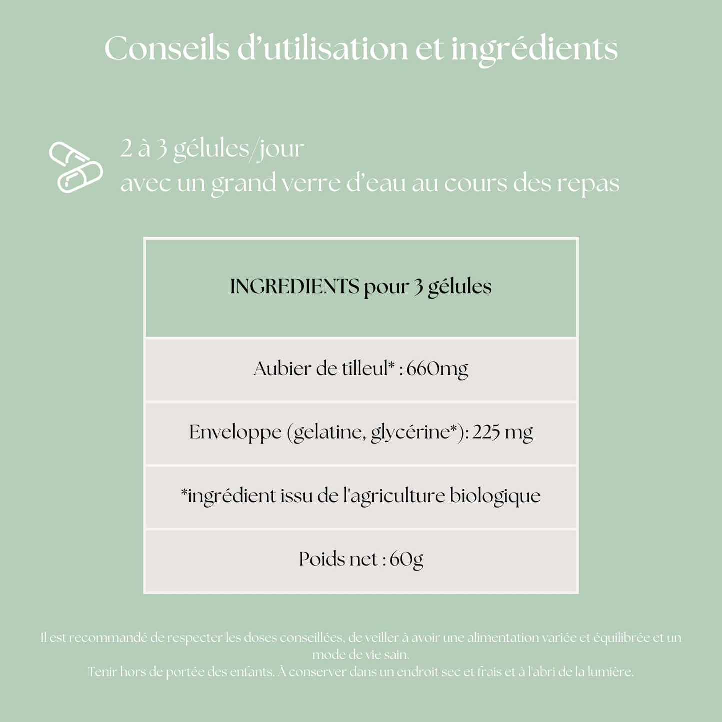 Votre Détox quotidienne avec notre complément alimentaire Bio Aubier de tilleul en gélules dosées à 660mg, qui en fait un allié puissant pour l'élimination des toxines.