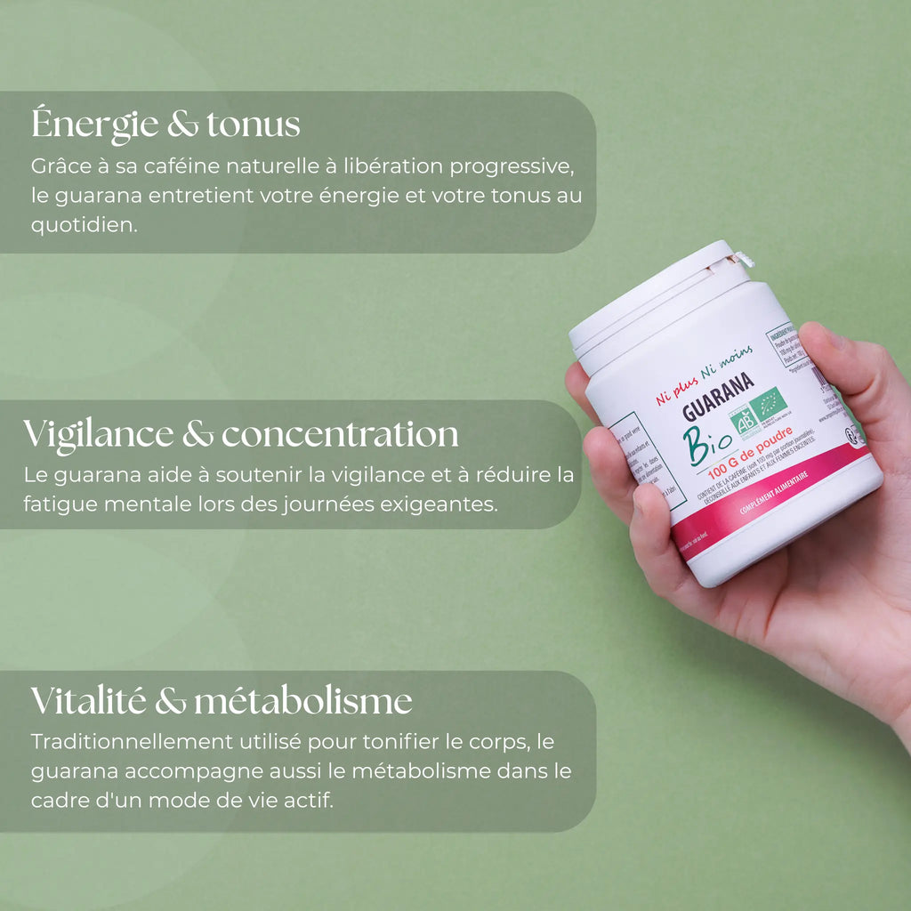 Les 3 benefices du Guarana Bio d'atout sante nature pour l'energie, le tonus et la vitalité