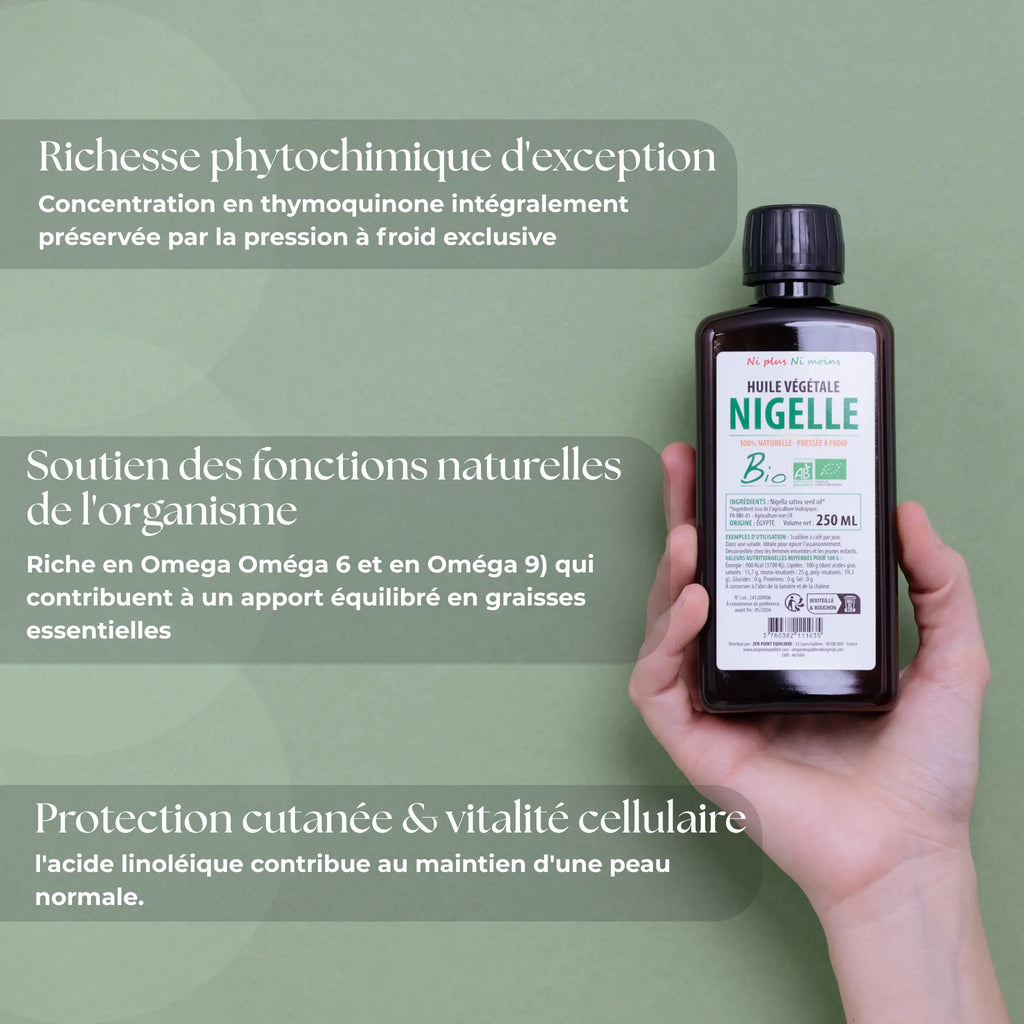 Huile végétale de Nigelle Bio - Bouteille de 250 ml