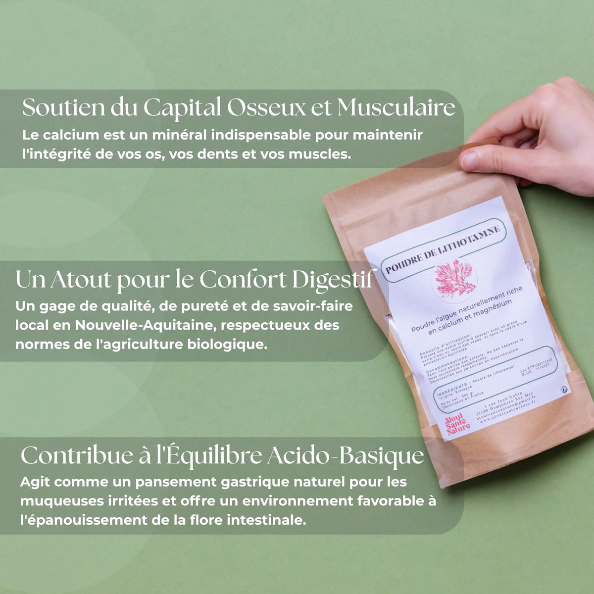 Lithothamne Poudre Pure – Soutien Osseux et Équilibre Digestif