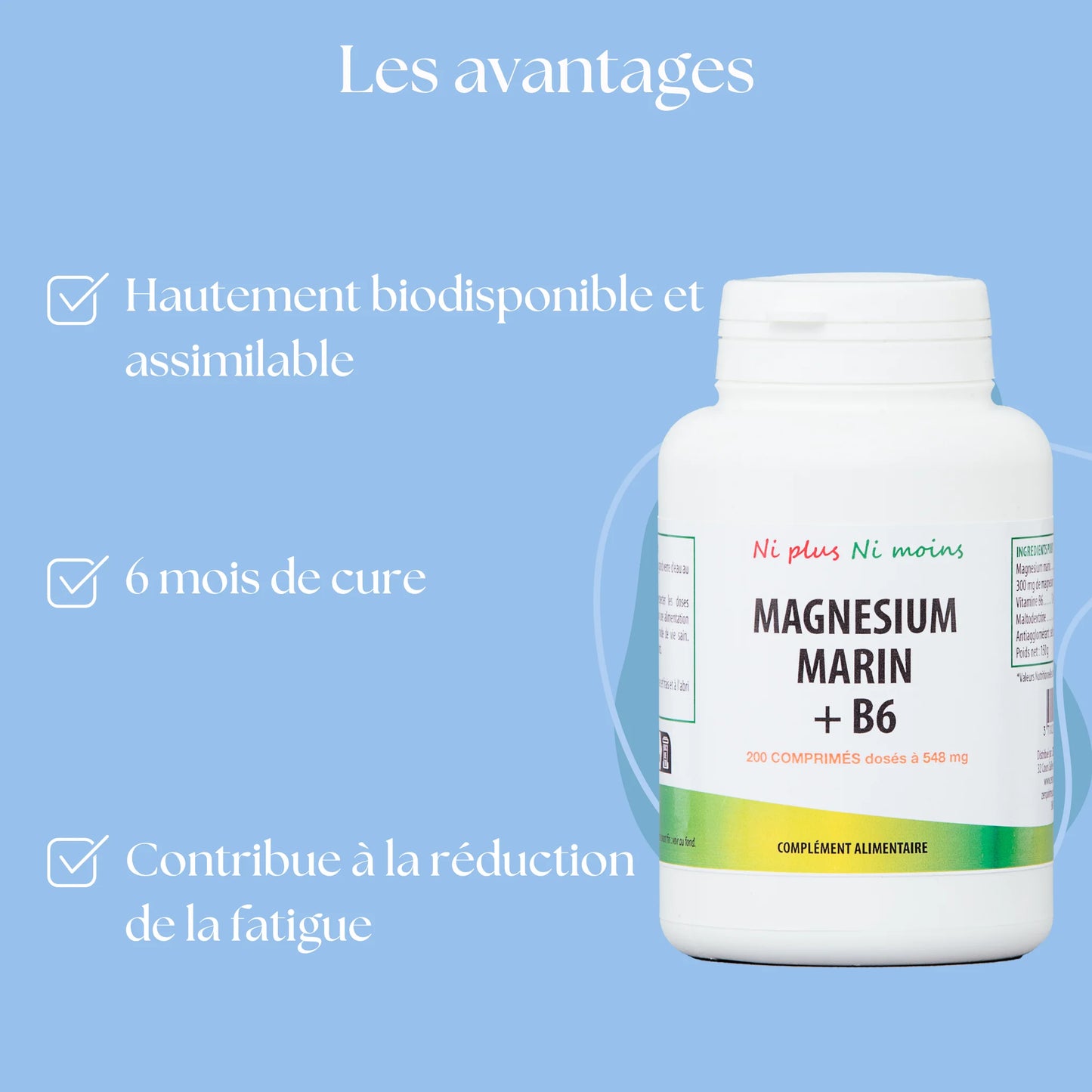 Atout santé nature, spécialiste du complément alimentaire à base de plantes vous fait découvrir les bienfaits de notre magnésium marin associé à la vitamine B6 hautement assimilable et biodisponible