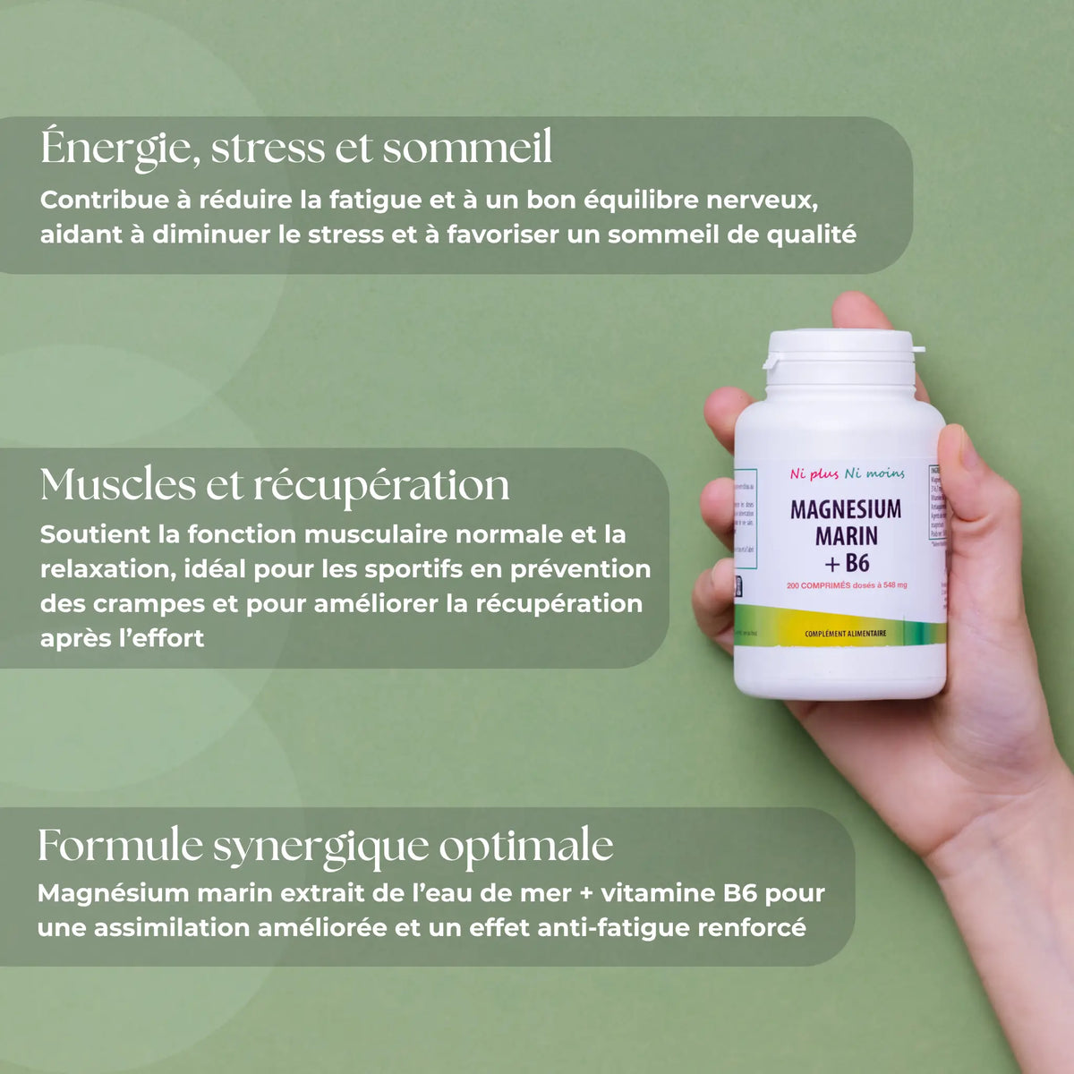 Magnésium marin + Vitamine B6 - 200 comprimés à 548mg