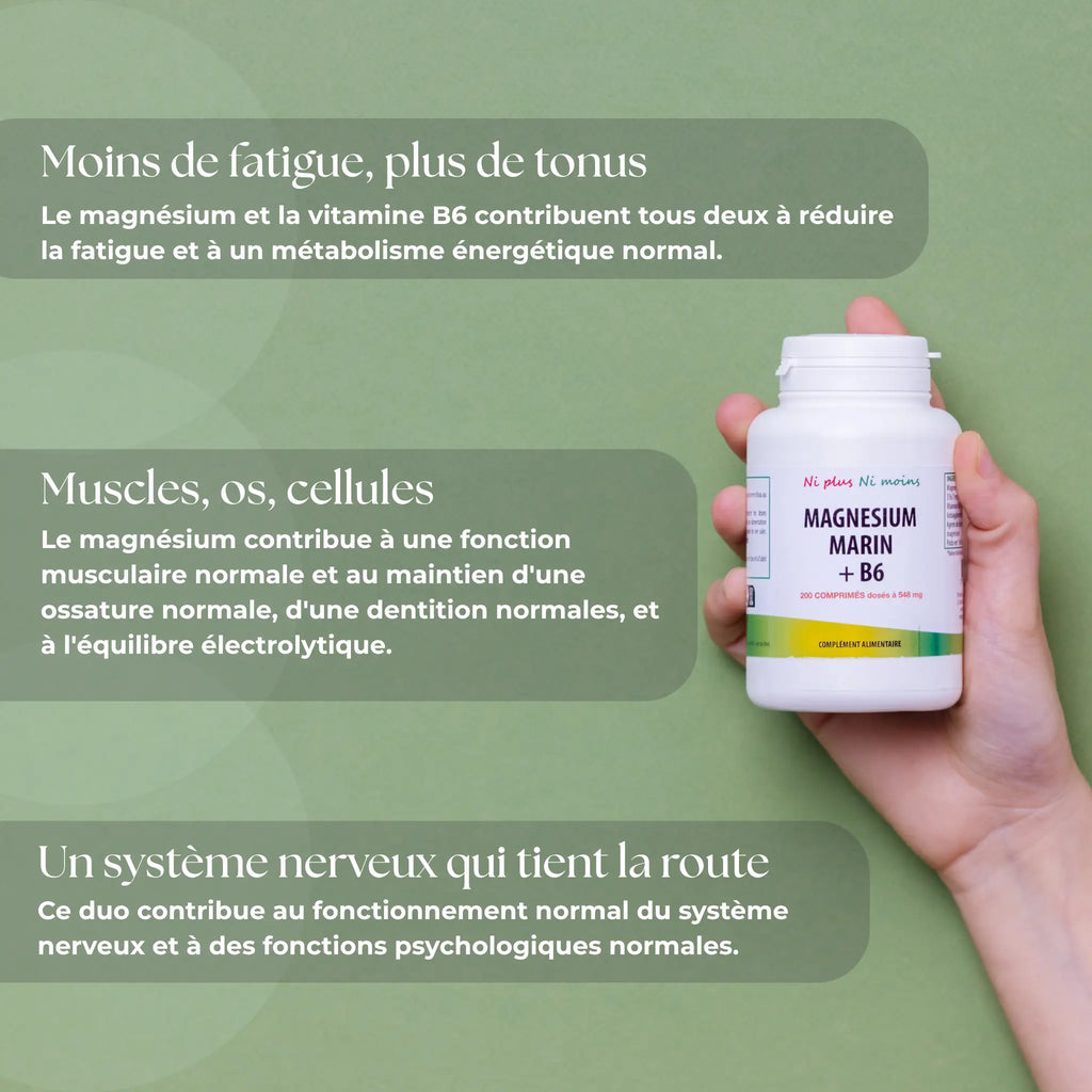 Magnésium marin + Vitamine B6 - 200 comprimés à 548mg