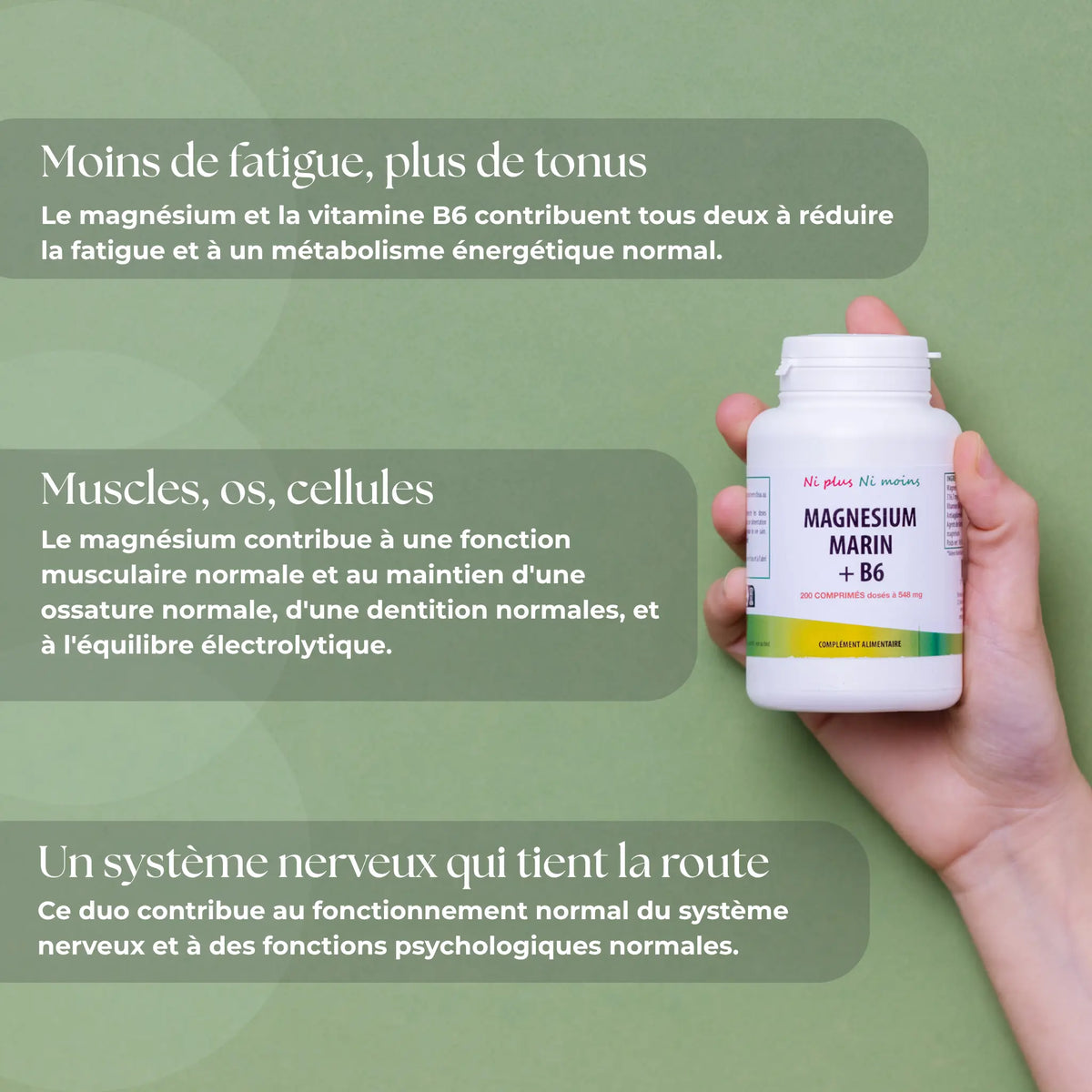 Magnésium marin + Vitamine B6 - 200 comprimés à 548mg