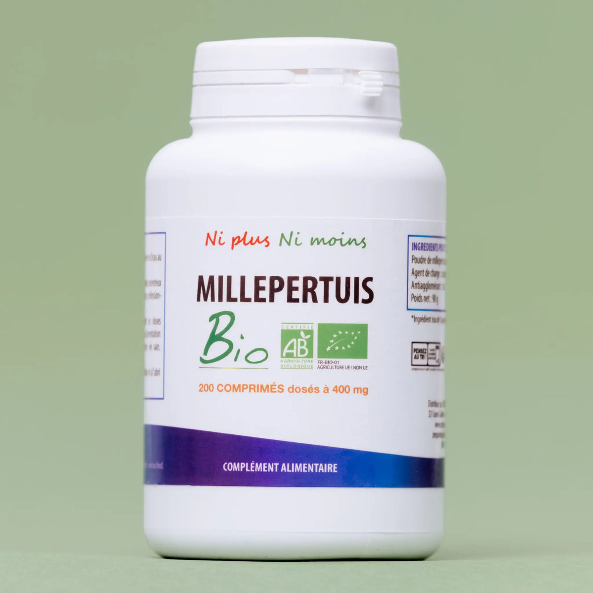 Millepertuis BIO - 200 comprimés à 400mg