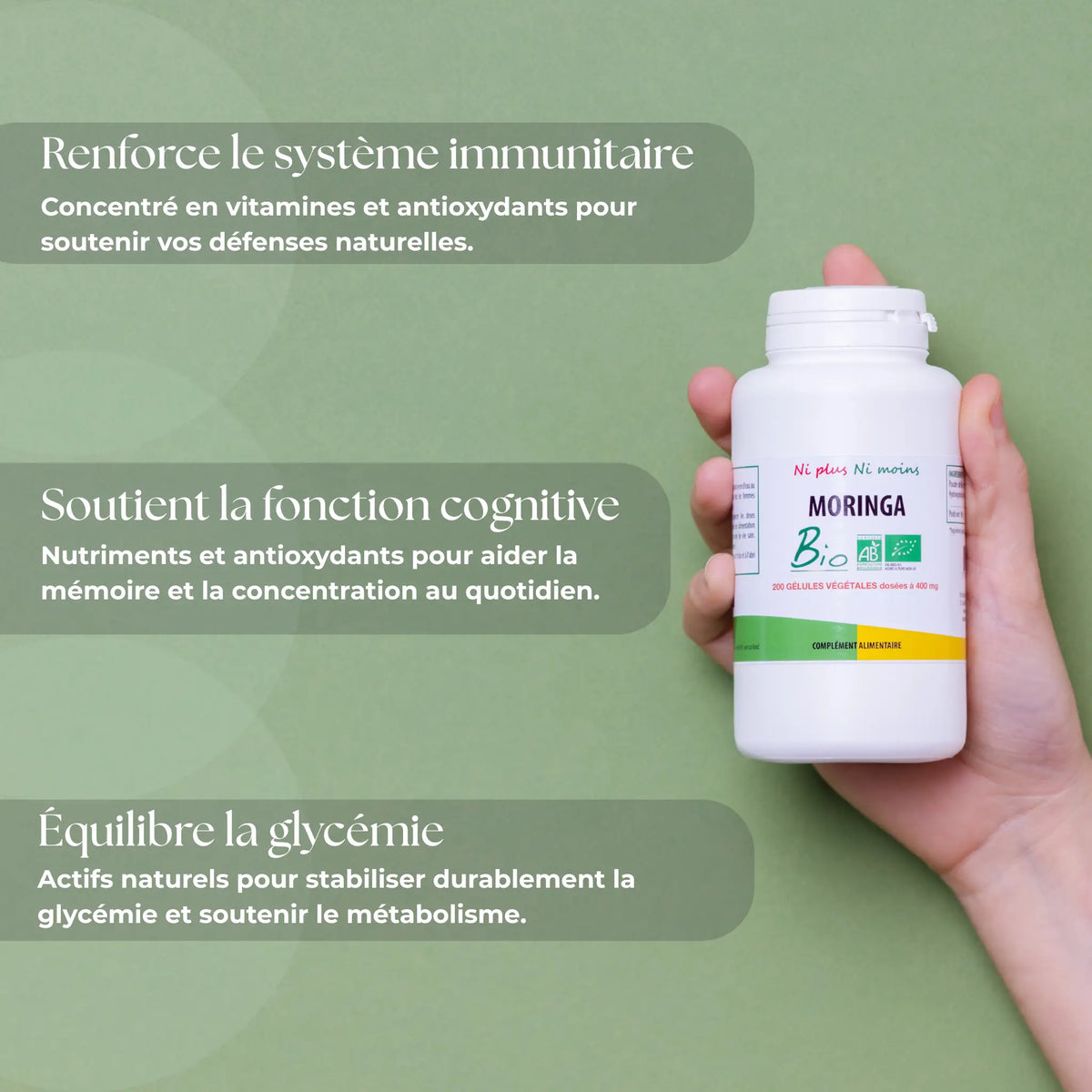 Moringa Bio - 200 gélules à 400 mg