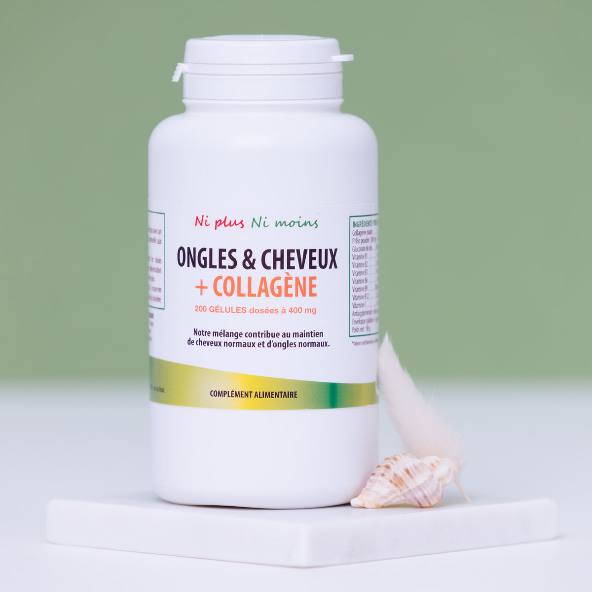 Ongles et cheveux + collagène - 200 gélules 400mg