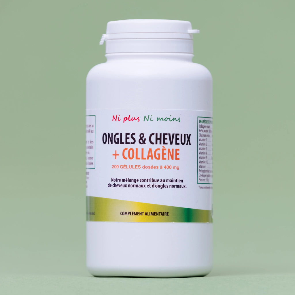 Ongles et cheveux + collagène - 200 gélules 400mg