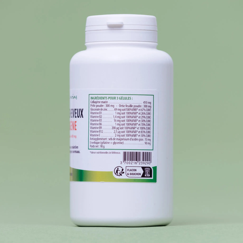 Ongles et cheveux + collagène - 200 gélules 400mg