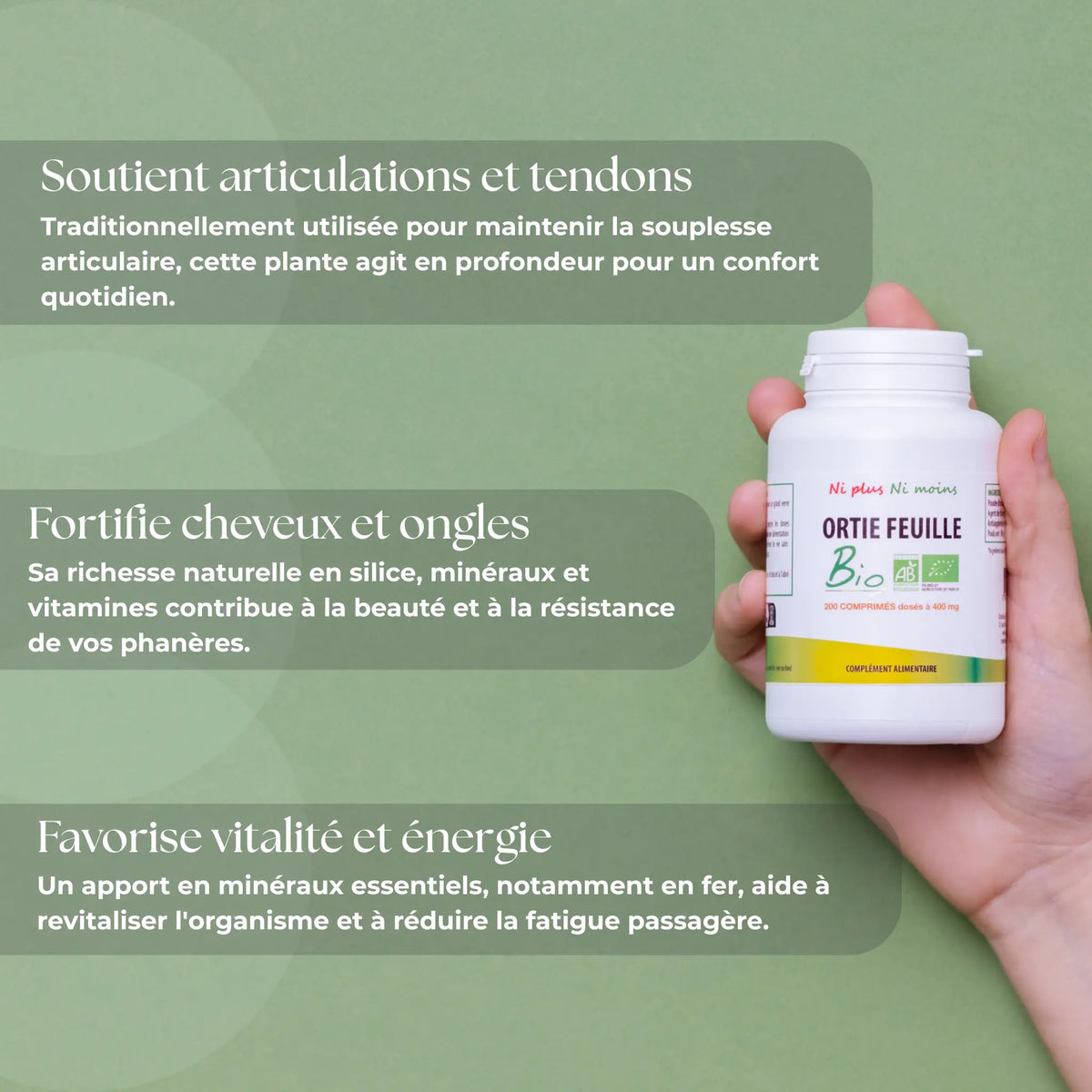 Ortie feuille Bio 200 comprimés à 400 mg