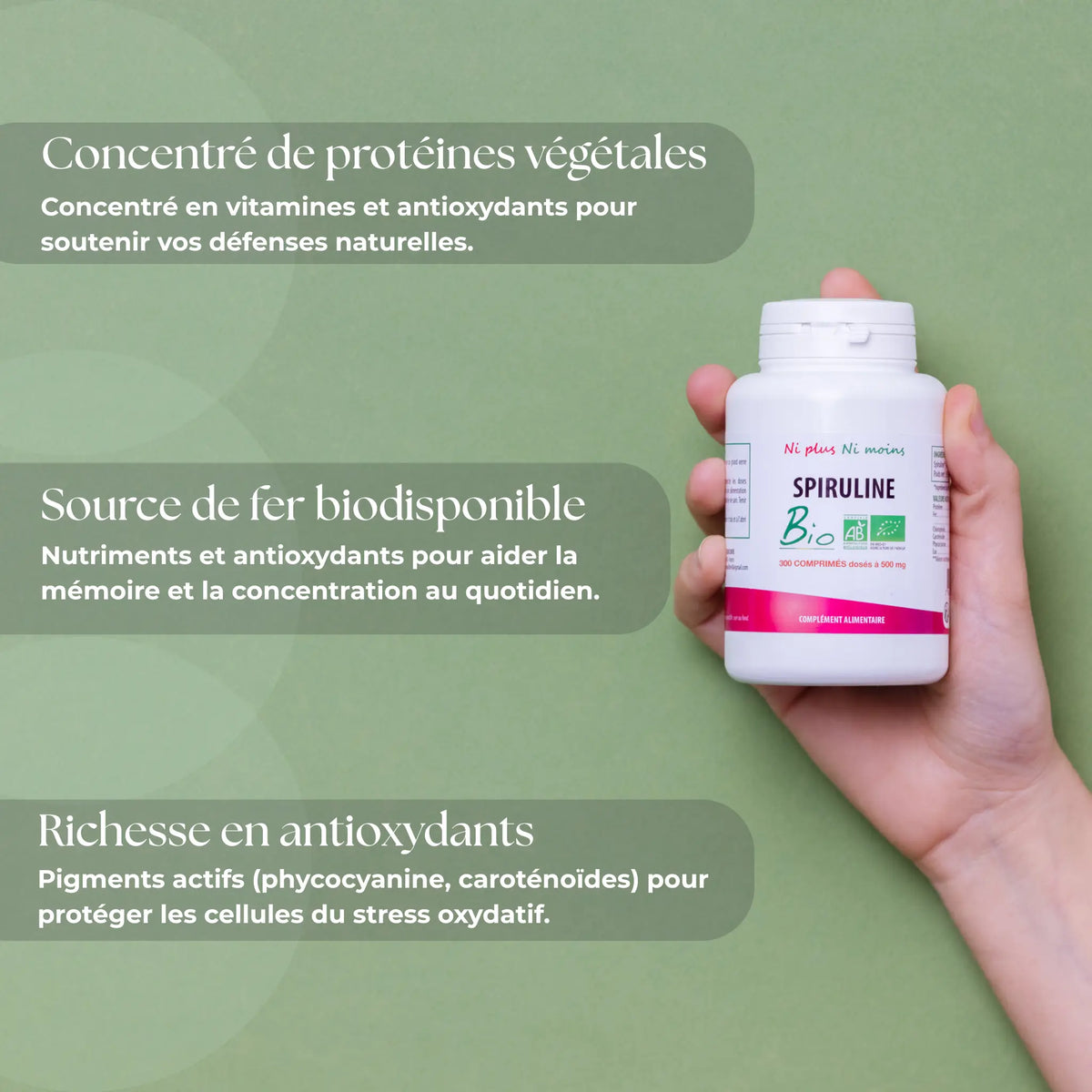 Comprimé Spiruline Bio - 300 comprimés à 500mg