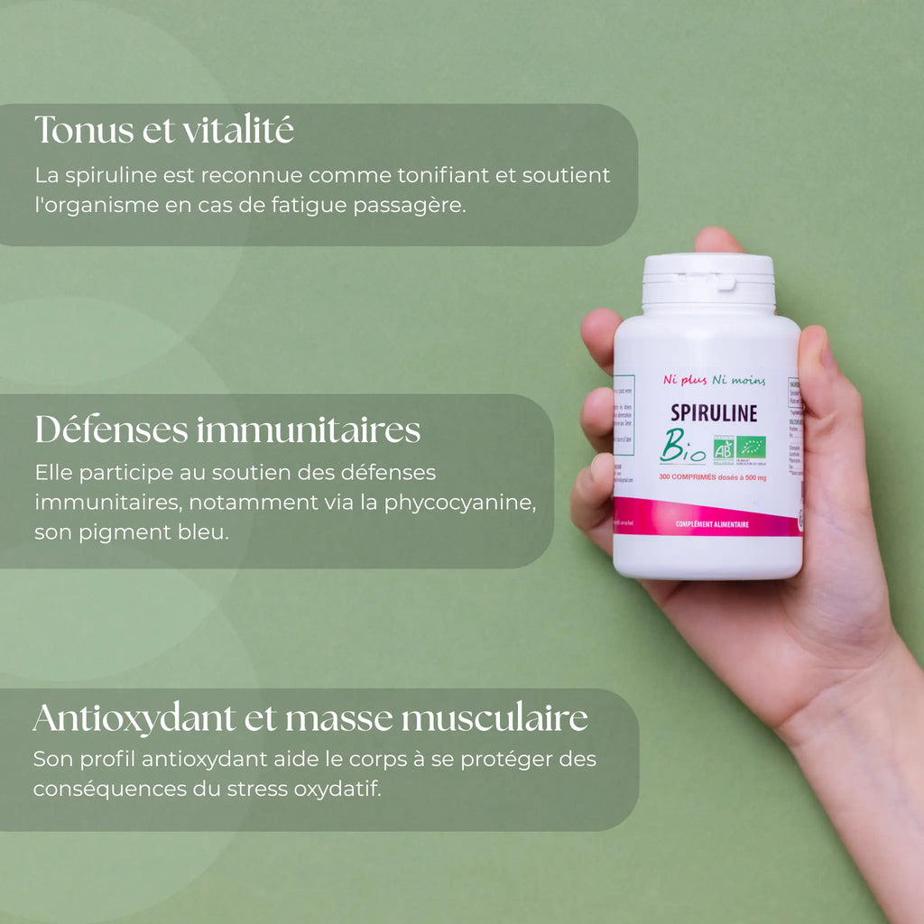 Boîte de spiruline bio Atout Santé Nature 300 comprimés 500 mg