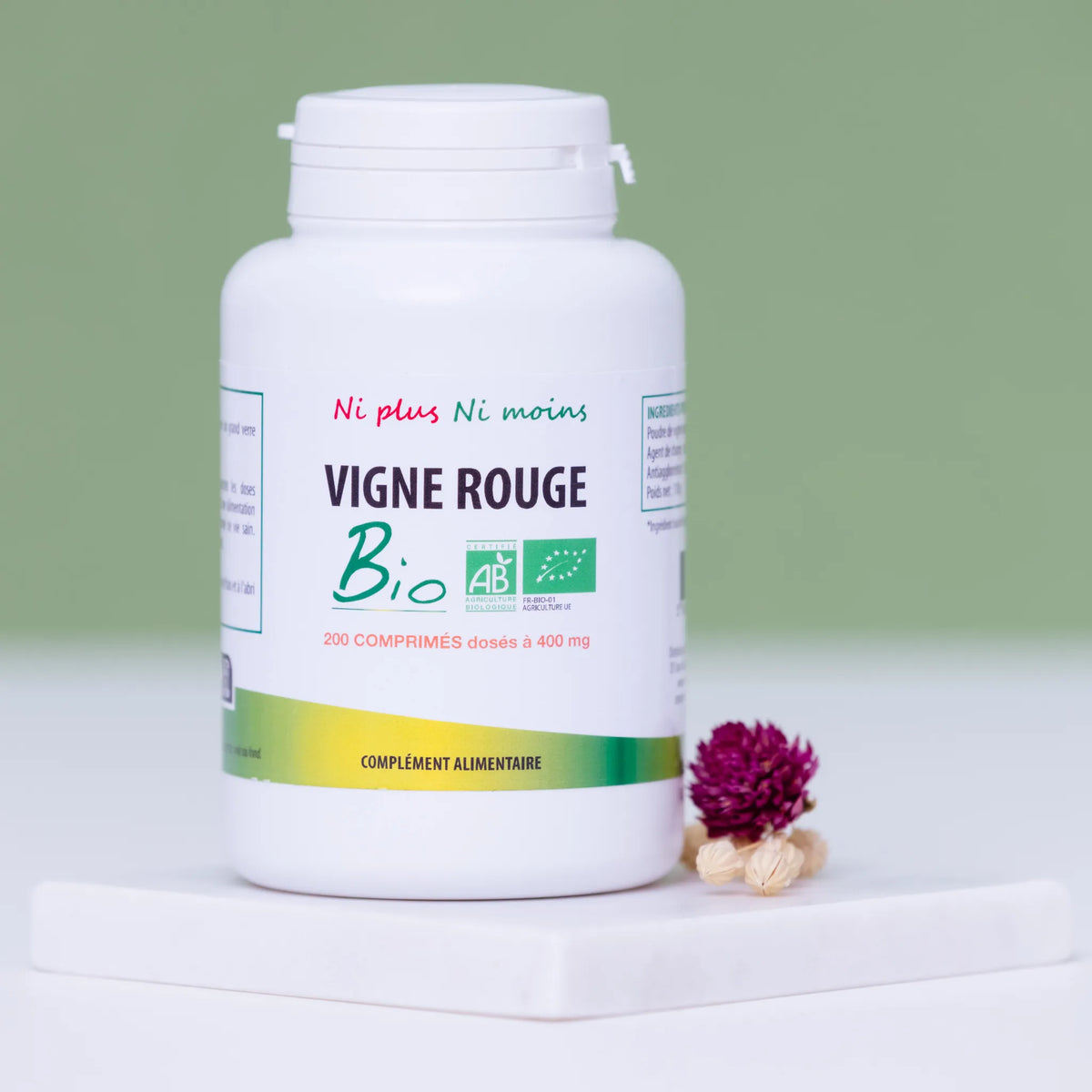 Complément alimentaire Vigne Rouge Bio 200 comprimés pour la circulation veineuse et le confort des jambes